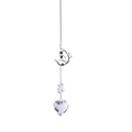 Garden crystal wind chime featuring a brown bead butterfly and large heart-shaped pendant - Butterfly / Clear