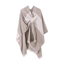 Khaki and beige color-block knitted shawl with tassel hem, knotted style for winter - Tie-dye Khaki