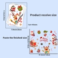 Detail view of 4-sheet Santa and snowman window cling set with product dimensions - Santa on Sleigh Combination (JDT-X45) / 1 Set of 4 Sheets