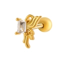 Piercing d'oreille papillon doré avec zircon rectangulaire et fermoir à vis - 089-4# Style Zircon Carré (Gauche) / Or