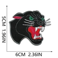 Embroidered black panther patch for clothing, sized 5x6cm with detailed stitching - Black Panther Head Emblem (132-08)
