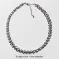 Silver-grey pearl necklace with lobster clasp and adjustable 45cm+6cm chain extender - 8mm Necklace