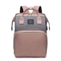 Pink and grey multi-functional diaper bag with waterproof canvas and golden zippers - Pink and Grey Lace Trim