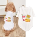 Detail of breathable mesh pet T-shirt with cartoon cola and french fries prints - S / White Fries