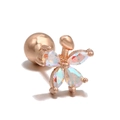 Rose gold flower cartilage stud with aurora stone and screw ball back closure - Rose Gold Iridescent Flower