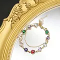 Luxurious multi-color gemstone and pearl bracelet with golden finish and elegant design - Multicolor Set Style