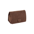 Compact brown velvet jewelry pouch with snap button for rings and small earrings - Brown