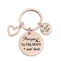 Rose gold stainless steel keychain with I Love You To The Moon and Back round pendant - TO THE MOON and back (XYY030) Rose Gold
