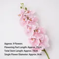 Pink artificial phalaenopsis orchid silk flower branch for wedding cake decoration - High-end Simulation Butterfly Orchid 9 Heads / Light Pink