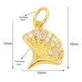 Pendentif feuille de ginkgo doré avec zircons micro-incrustés et mesures de dimensions - Style P / Or