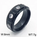 8mm black industrial style titanium steel ring for men featuring clear zircon inlay - Black (KR110873-GC) / US 8