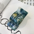 Elegant tortoiseshell acrylic hair claw clip with colorful marble pattern and glitter finish - Oil Painting Green