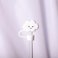 Soft silicone cloud-shaped straw cover cap in white color for 10mm drinking straws - White Cloud