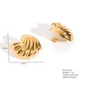 Golden scallop texture 18K gold plated stainless steel stud earrings 30x25mm size view - E664-39(Scallop Texture)