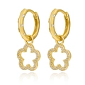 S925 sterling silver gold plated floral hoop earrings with micro-paved zircon stones - 925 Silver / Gold