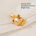 Cartoon tiger zodiac pendant in matte gold finish with red enamel ears detail - D1477 (Tiger)