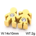 Pendentif doré garçon et fille avec strass pour cadres photo en acier inoxydable - Style Couple Garçon Fille Couleur Or (KLJ5517-Z)