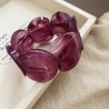 Bracciale retrò in acrilico con motivi geometrici in resina marmorizzata viola scuro - Stile Perla Rotonda Marmorizzata (43#) / Viola