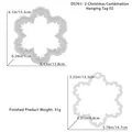 Gedetailleerde maatspecificaties voor twee sneeuwvlok siliconen mallen met afmetingen - Kerstmis Combinatie Label 02 (D5761-2)