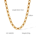 Dettaglio collana in acciaio inossidabile placcato oro 18K con misure e peso indicati - Collana a Maglie Geometriche (HC-N40235)