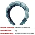 Light blue bubble sponge headband with velvet texture and padded high top volume design - Velvet Headband / Blue-Green Gradient