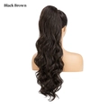 Extensión de cola de caballo larga ondulada en color negro marrón natural - Marrón Negro