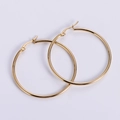 Polished 304 stainless steel gold hoop earrings with pin closure for women - Medium Large Size / Gold