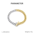 Dettaglio della catena Figaro bicolore in acciaio inossidabile con chiusura a T - Bracciale a Catena Cubana Bicolore Oro Argento (KB157652-Z)