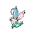 Silver stainless steel cartilage stud with colorful marquise-cut zircon stones - #7 (Four Color Marquise)