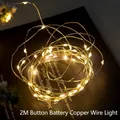 2m warm white LED copper wire fairy lights with button battery power supply - Copper Wire Light / 2m Button Battery (Included)