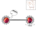 Silver stainless steel nipple ring with red-yellow nebula pattern and 7.9mm disc - 1.6x14mm (Threadless) / Style 3-Purple Glitter