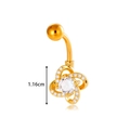 Golden stainless steel belly ring with a zircon-encrusted flower pendant and curved bar - Gold Four-Leaf Clover Style (0200-8# Gold)