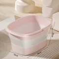 Pink and white foldable foot bath basin with compact collapsible design for home storage - Pink (No Lid)