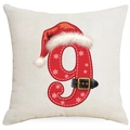 Christmas pillow cover with festive red number 9, Santa hat and snowflake patterns - Number 9 / 45*45cm (Single-sided Print, Without Insert)