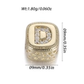 Gold square charm with cubic zirconia letter D for DIY bracelet jewelry making - Gold-Letter D(YSN214-04)