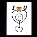 Tarjeta de felicitación artesanal con piedra unakite de corazón y dibujo de personaje - Unakita