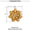 Macro shot of 14K gold lotus pendant with 19x21mm dimensions and stainless steel material - Lotus / Gold