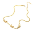 Detail of gold plated 3D butterfly pendants on a flat snake bone chain necklace - Gold Butterfly Style (23137)