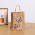 Brown kraft paper gift bag with floral butterfly print and twisted paper handles - H21*L15*W8 / 703-3 Blue & Purple Butterfly