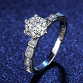 Macro shot of S925 sterling silver stamp and six-prong setting with brilliant round stone - Adjustable / Style 17 Twisted Six Prong Ring (1 Carat)