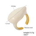 Schicker 18K vergoldeter Titanstahl-Ring mit cremefarbenem Tropfen-Finish - Größe 7 Verstellbar / Gold Weiß Emaille