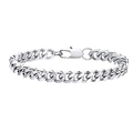 Gepolijste zilveren roestvrijstalen Cubaanse schakelarmband met veilige sluiting, punk stijl - 7.5mm Breedte/19cm Lengte / Zilver