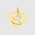 Golden heart-shaped pendant with a cutout letter E made of durable stainless steel - Letter E