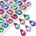 Irregular faceted colorful crystal star pendant charm for DIY jewelry making and crafts - Maple Leaf / 11x16mm / Rainbow AB