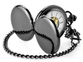 Orologio da taschino meccanico nero classico con numeri romani e movimento dorato - Doppia Apertura Nero
