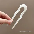 Minimalist creamy white U-shaped wavy hair pin in 13cm acetate for elegant styling - Translucent Jelly Color / Jelly White Wavy U-Shaped Hairpin