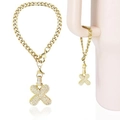 Gold plated Cuban chain handle charm with large iced out letter X pendant with zircon - Letter X