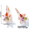 Rose gold lotus flower earrings featuring multi-color marquise-cut cubic zirconia stones - Rose Gold Multicolor