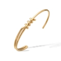 18K gold plated minimalist knotted C-shape open bangle with three interlocking twists - Gold