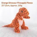 Orange dinosaur plush pet toy made of pineapple fleece fabric, size 25x12cm for puppies - Orange Dinosaur
